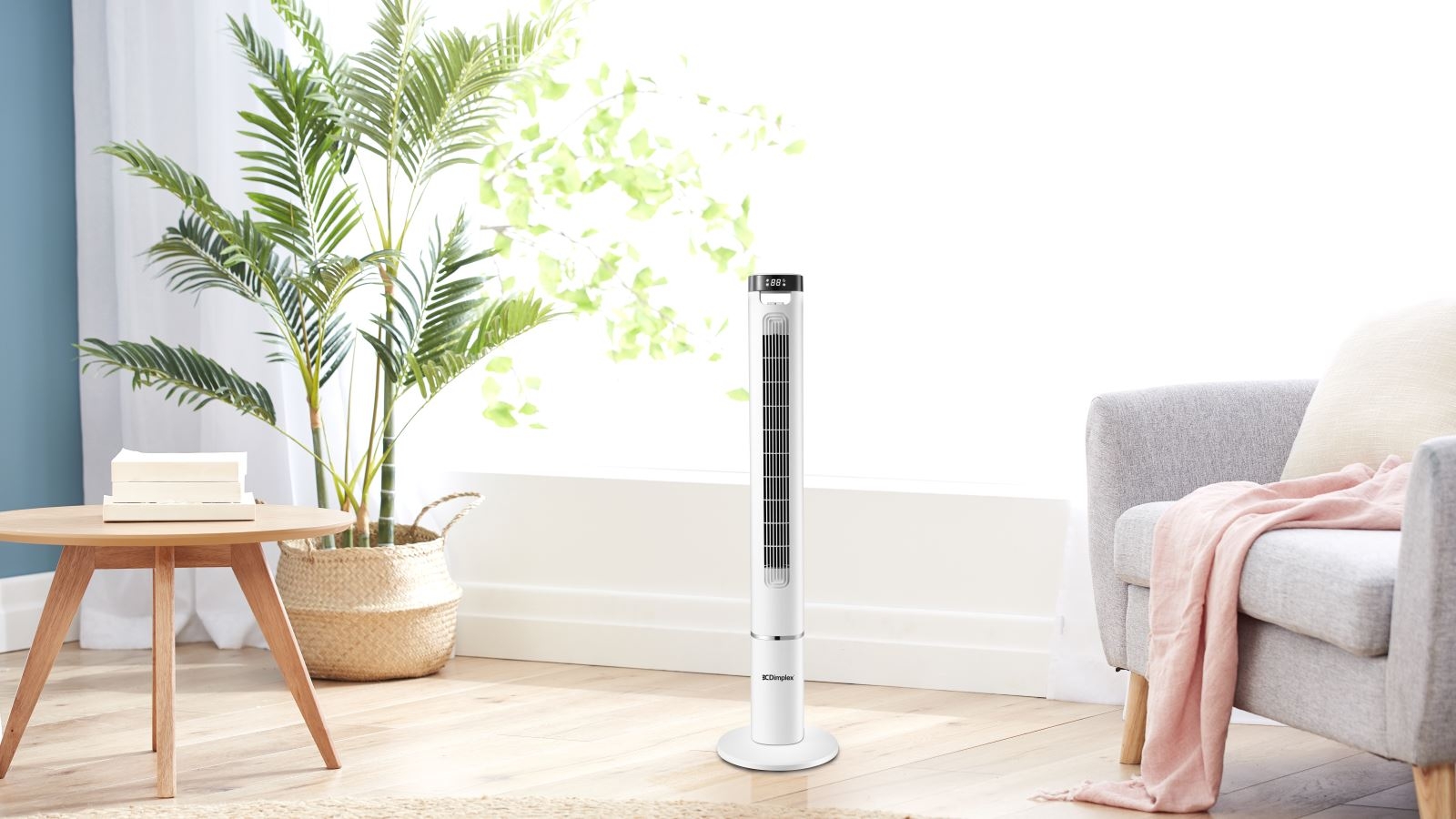 Dimplex 119cm Tower Fan with Remote White Harvey Norman