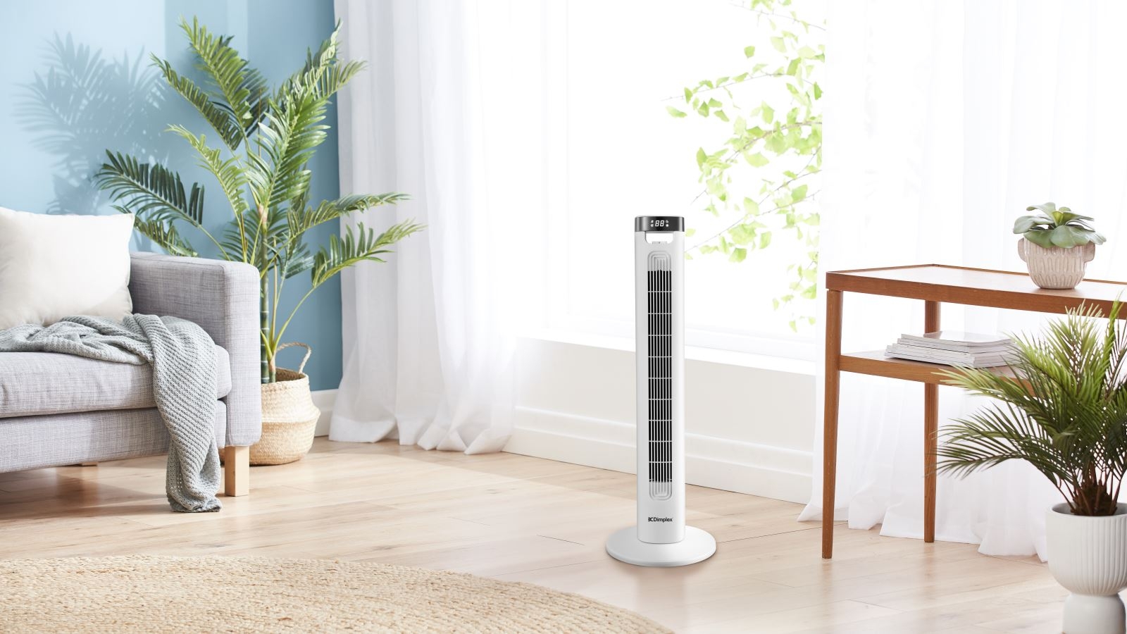 Dimplex 94cm Tower Fan with Remote - White | Harvey Norman