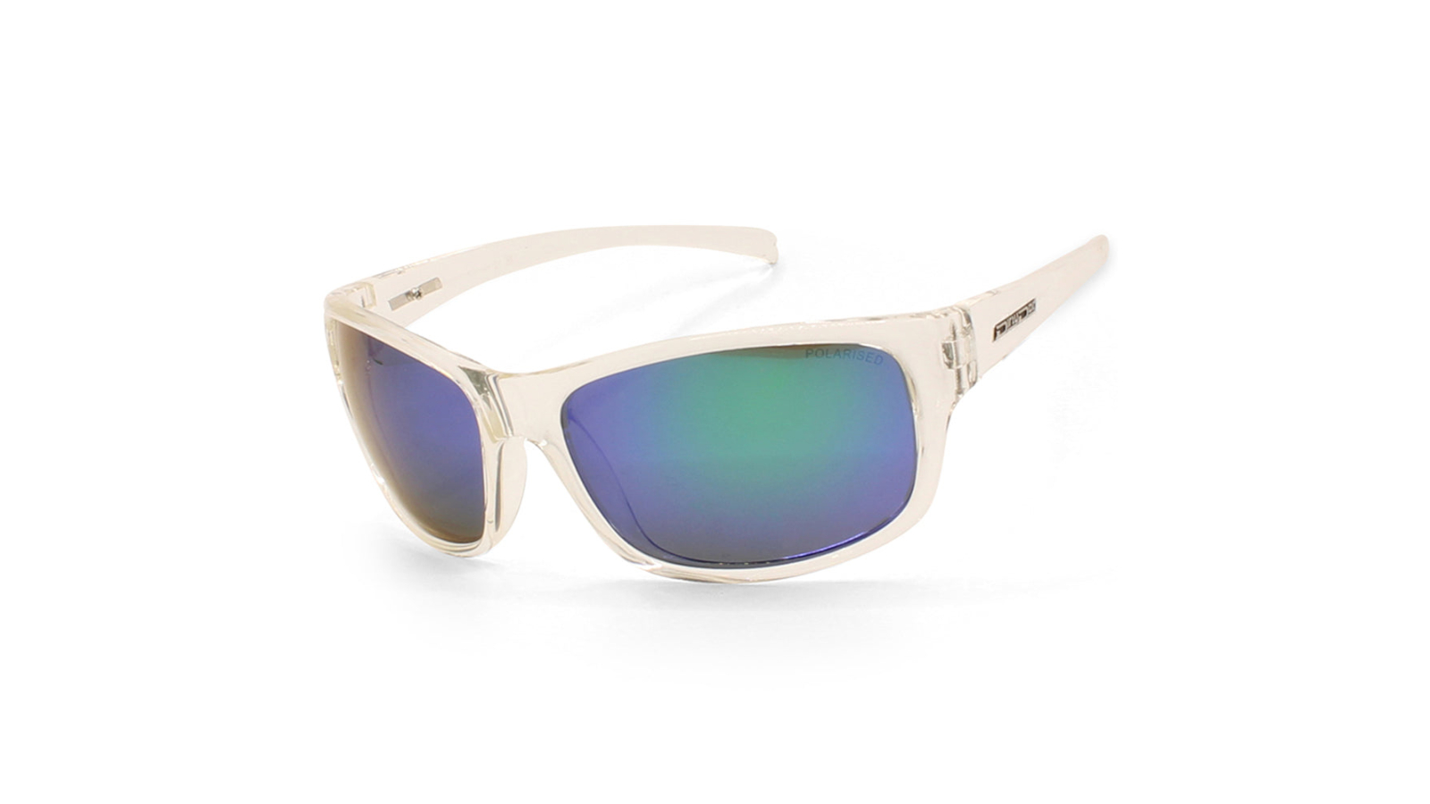 Dirty Dog 53509 Unisex Shock Satin Polarised Sports Sunglasses - Clear Crystal/Green