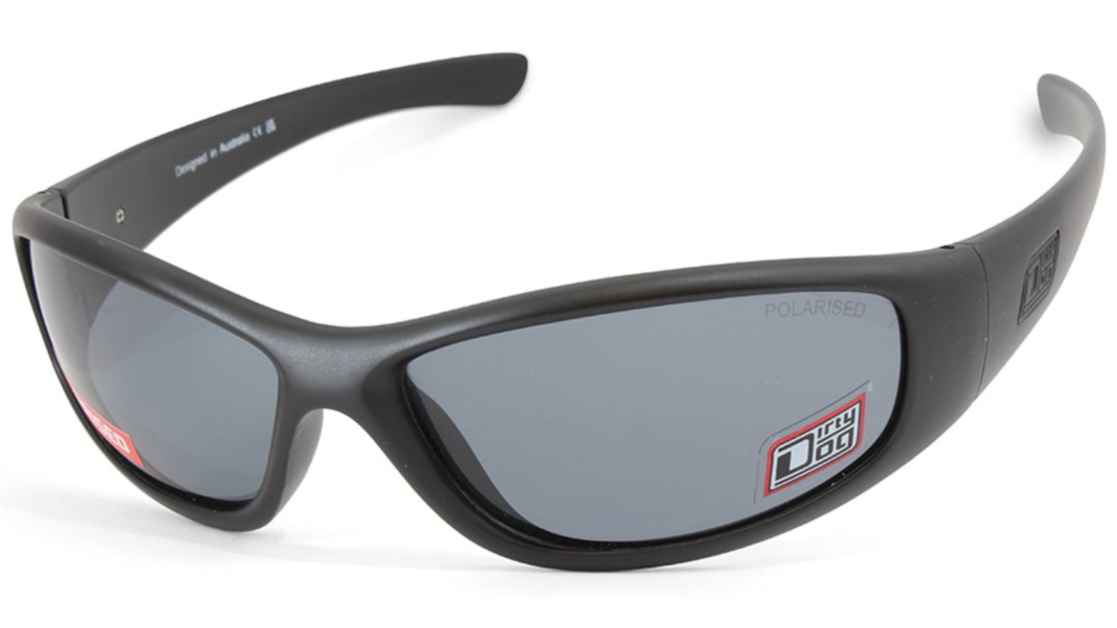 Dirty Dog 53732 Mens Boofer Satin Polarised Sports Sunglasses - Black/Grey
