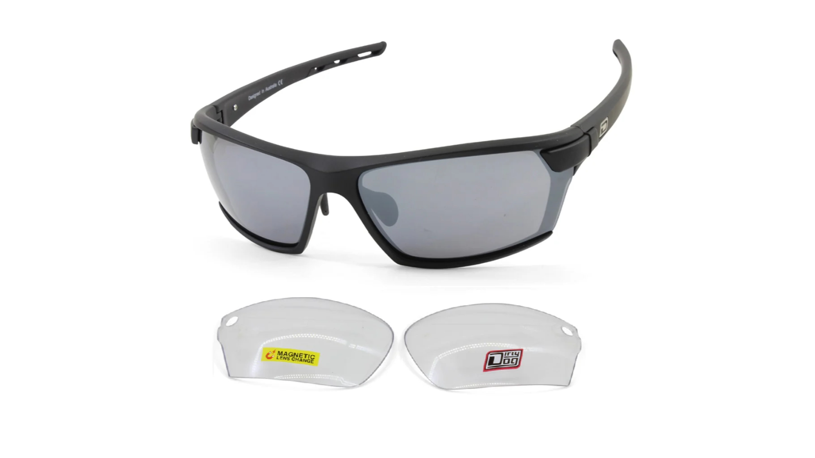 Dirty Dog Sport Evolve Clear Changeable Lens Sunglasses - Black/Silver