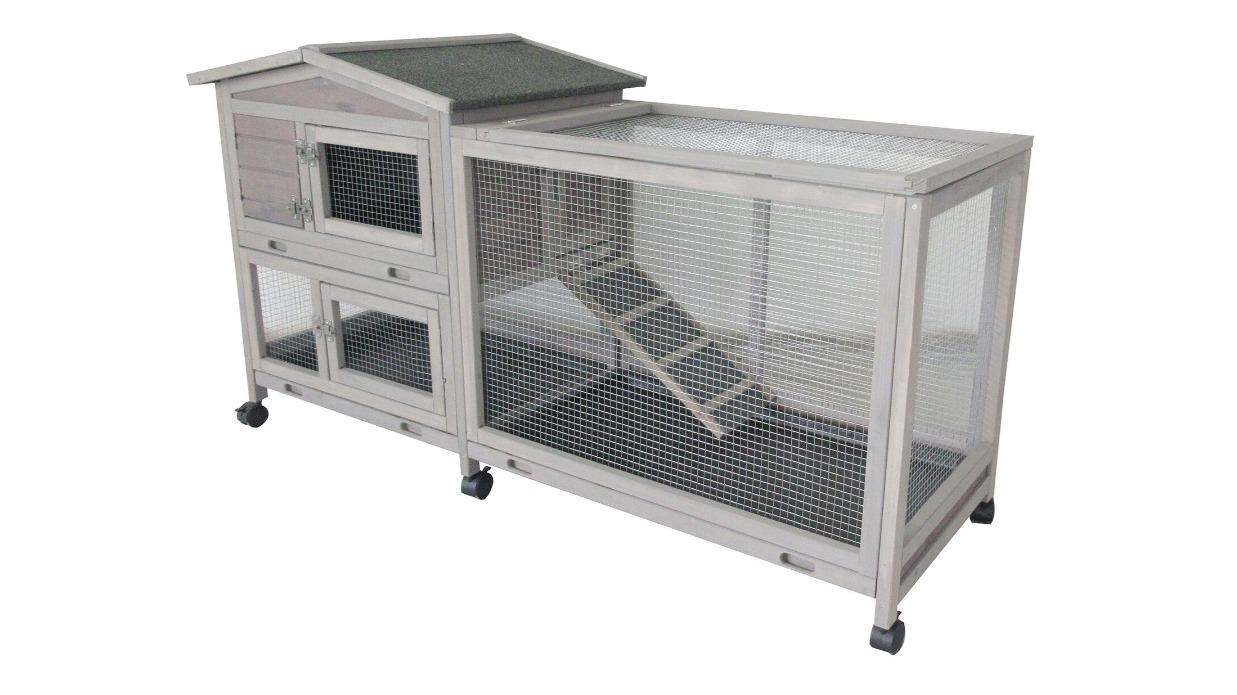 Flyline Bunny House Rabbit Hutch Guinea Pig Cage on Wheels
