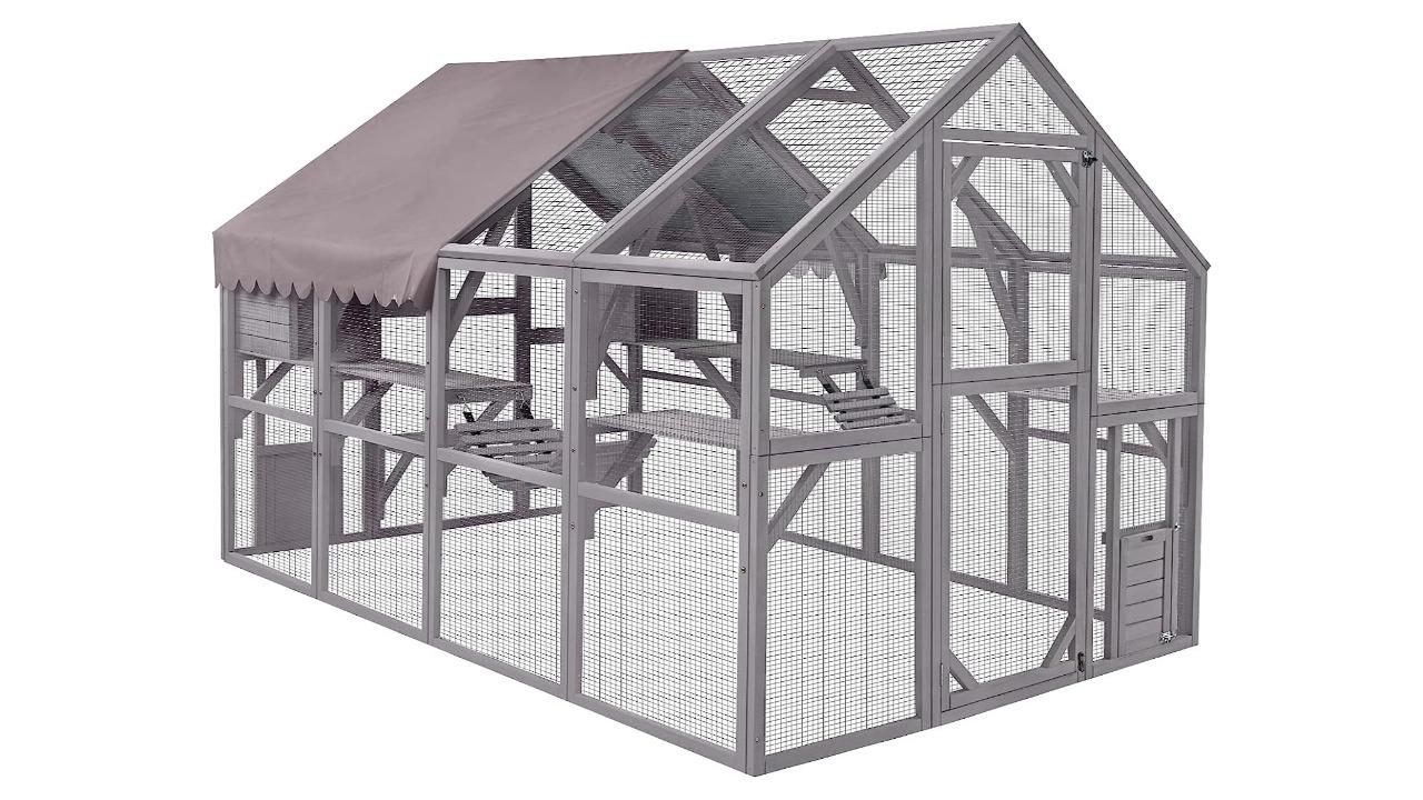 Flyline Walk-in Wooden Catio Cat Enclosure Cage House - 280 x 188cm