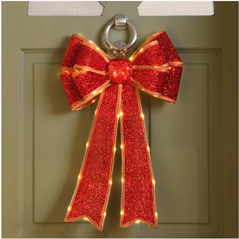 Lexi Lighting Battery Operated LED Lit Bow - Red