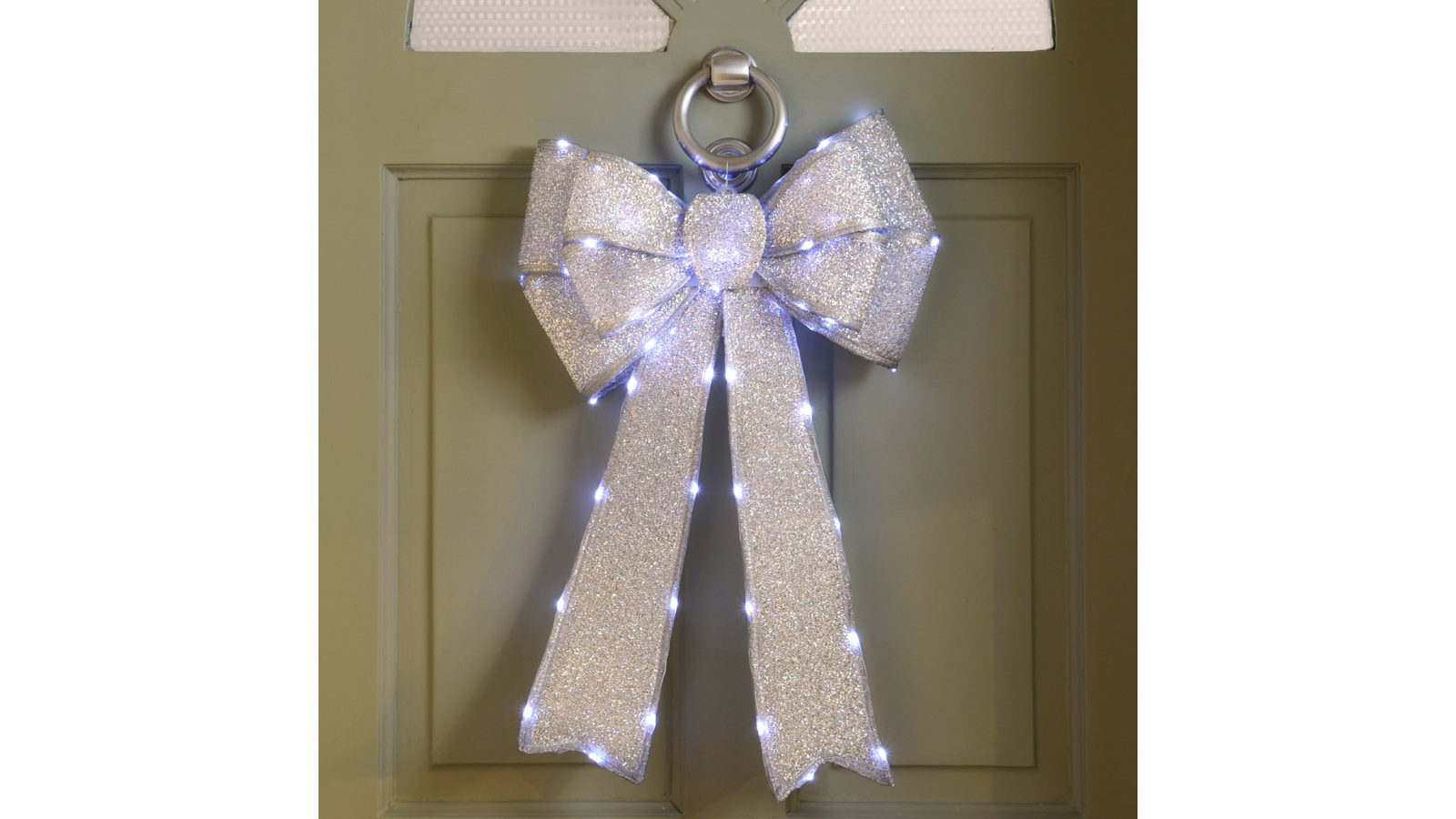 Lexi Lighting Battery Operated LED Lit Bow - Silver