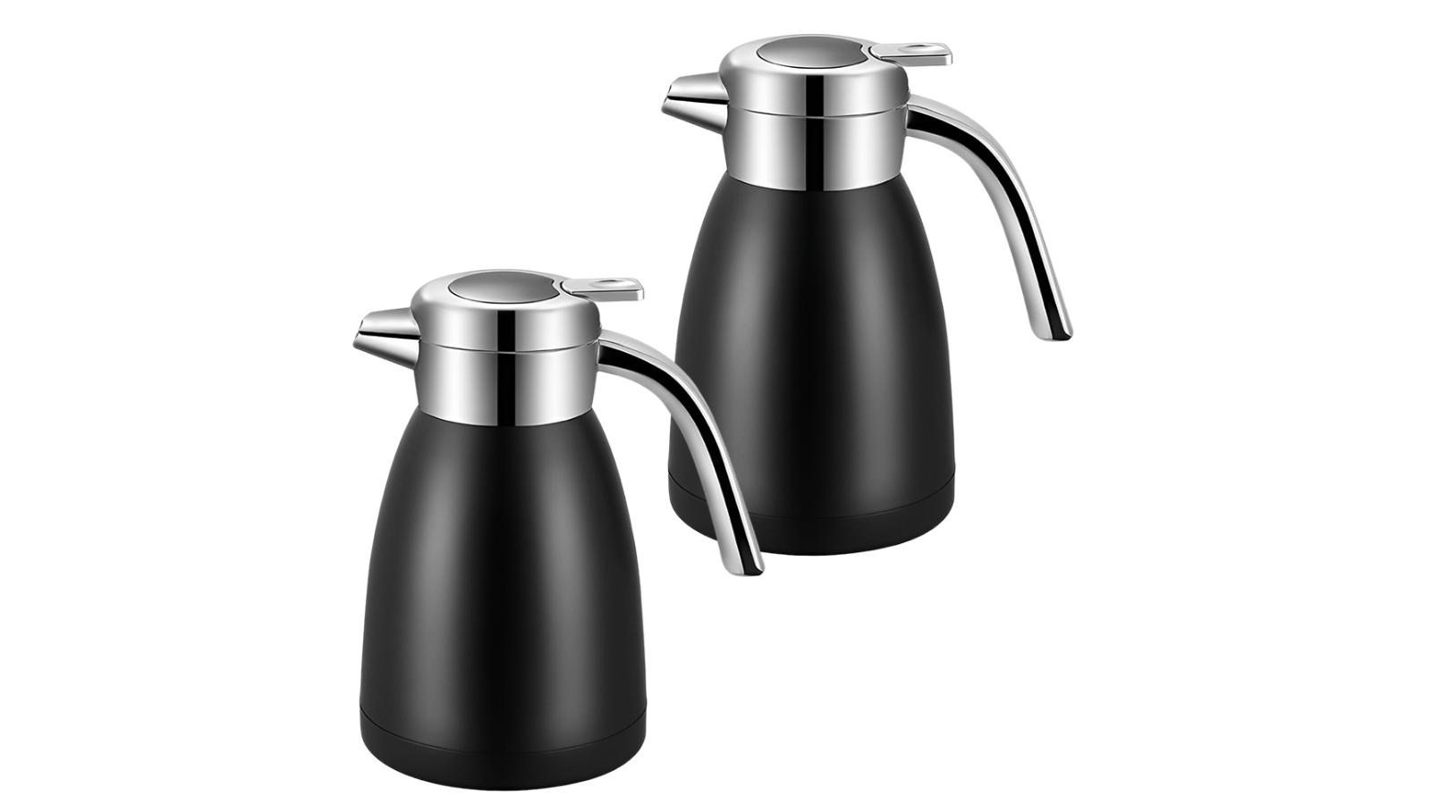 Soga Set of 2 Insulated Stainless Steel Kettle 1.8 Litre Thermal Jug- Black
