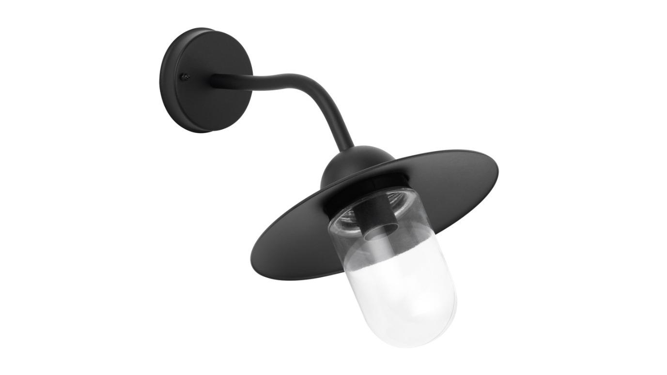 DEKSEL Exterior Surface Mounted Sun Hat Wall Light with Clear Glass Diffuser IP54 - Matte Black