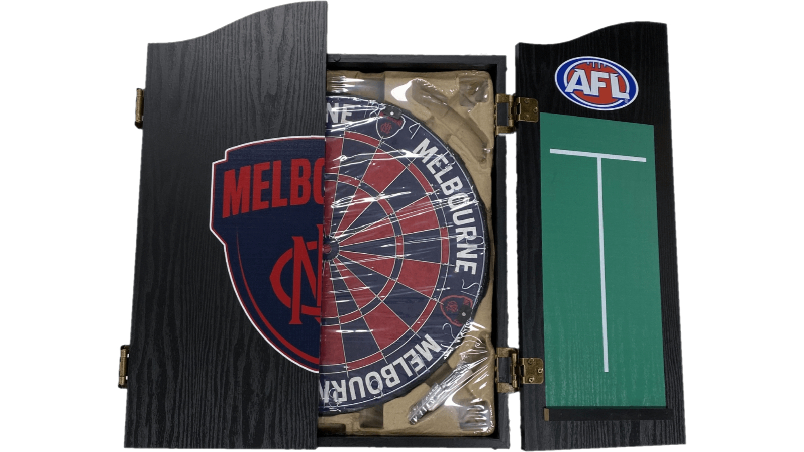 AFL Melbourne Demons Dartboard and Cabinet Set