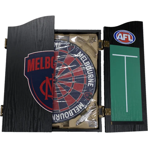 AFL Melbourne Demons Dartboard and Cabinet Set