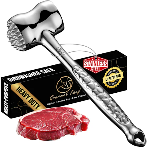 Gourmet Easy Stainless Steel Dual-Sided Kitchen Mallet with Non-Slip Grip