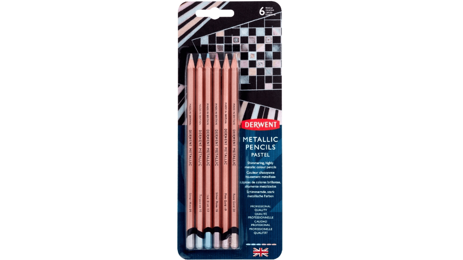 Derwent Pack of 6 Metallic Pencil Pastel Colour Pencil
