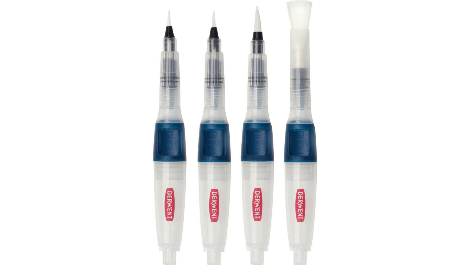 Derwent Pack of 4 Assorted Push Button Waterbrush Tip Watercolour Painting