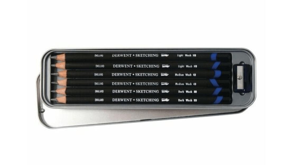 Derwent Pack of 6 Sharpener Water Soluble Watercolour Sketching Pencil