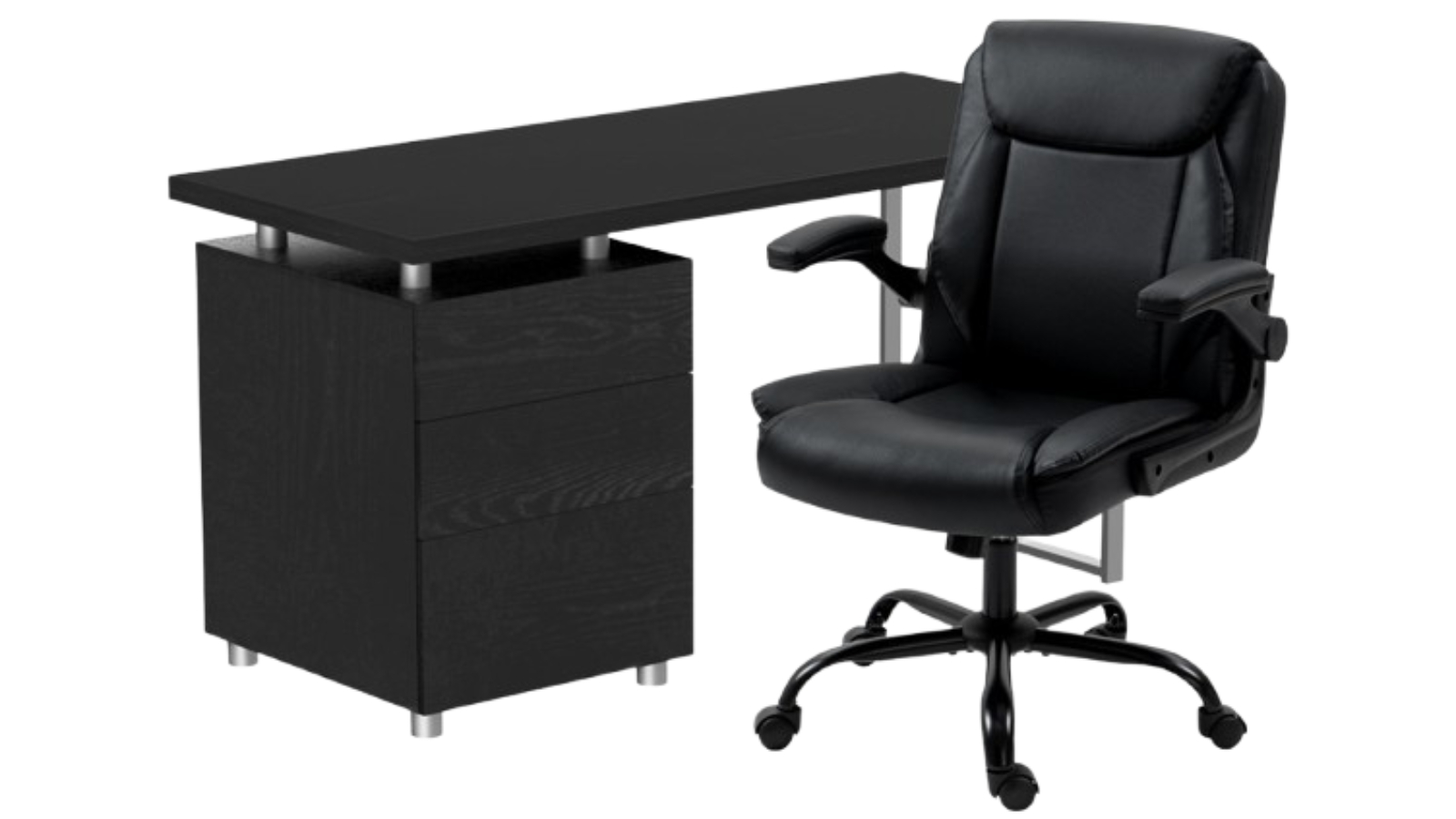 Artiss 140cm Computer Desk Office Chairs Set - Black
