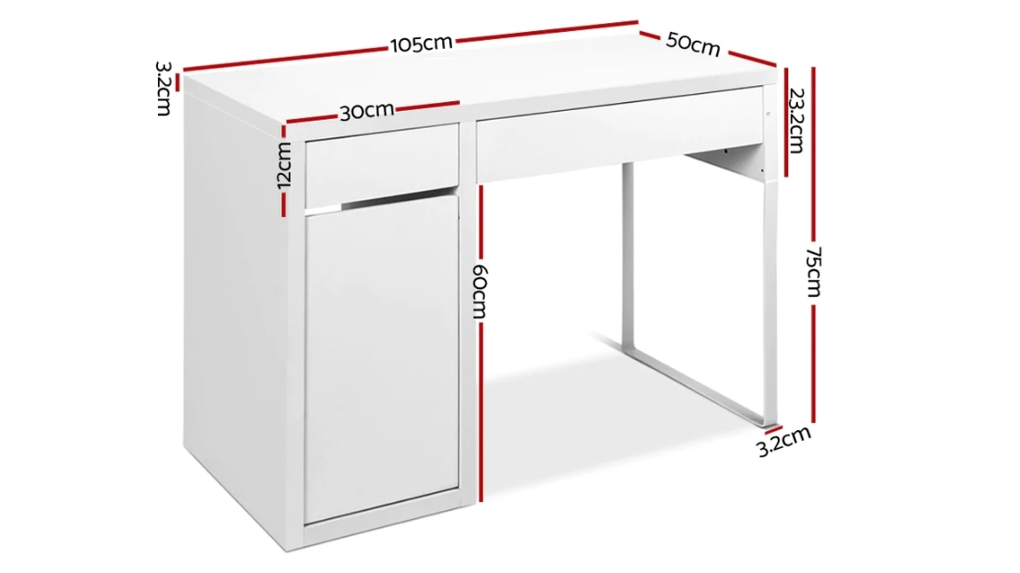 Artiss 2Drawer White Computer Desk with Storage Harvey Norman