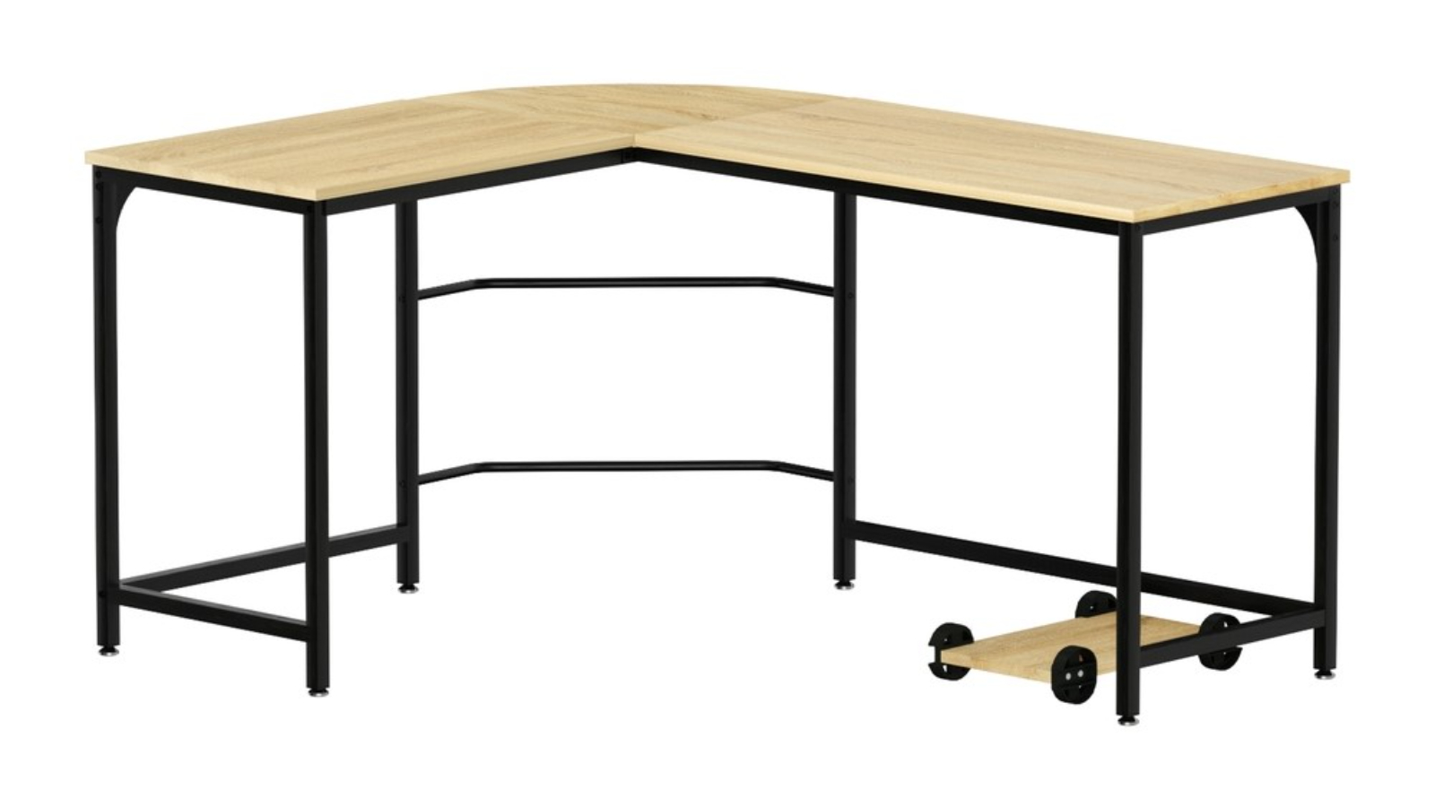 Artiss 147cm L-Shaped Computer Desk with CPU Stand - Oak