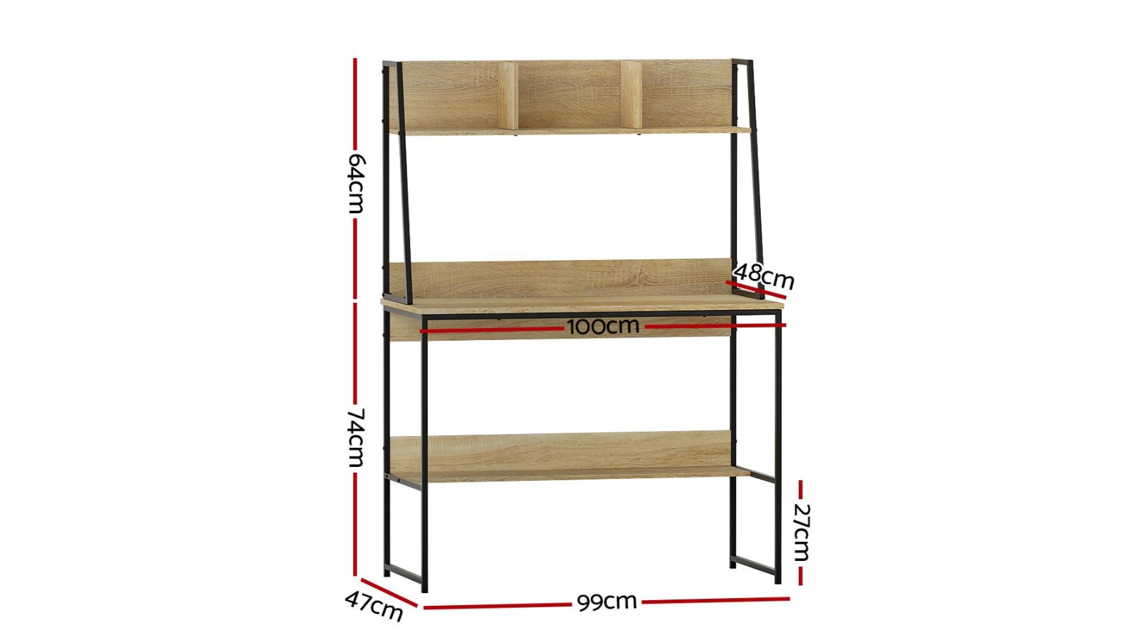 Artiss Steel Oak Computer Desk Harvey Norman