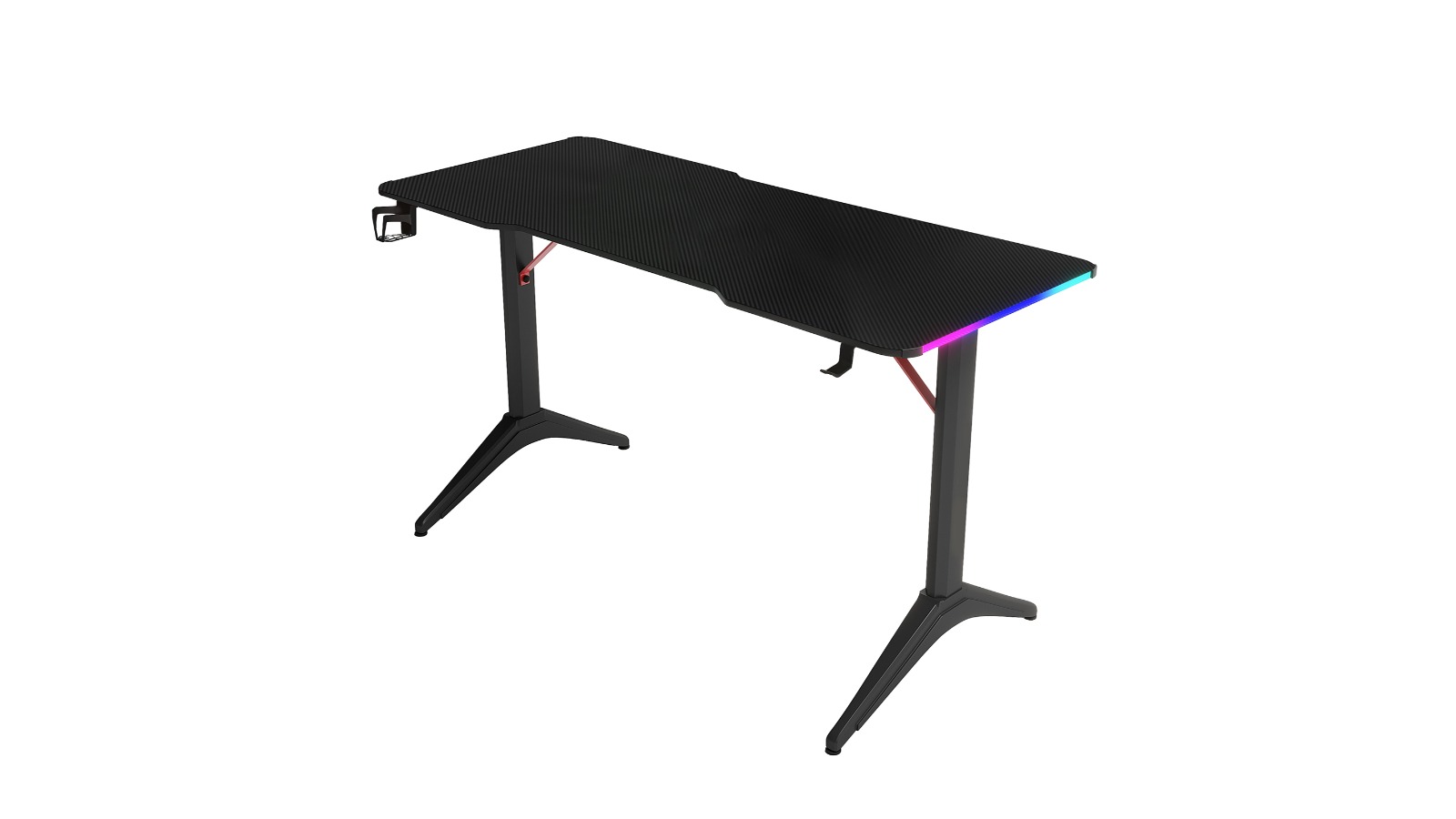 MIUZ 100cm LED Lighting Carbon Fiber Gaming Desk with Cup Holder and Headphone Hook