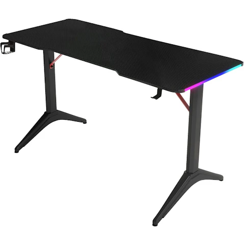 MIUZ 100cm LED Lighting Carbon Fiber Gaming Desk with Cup Holder and Headphone Hook
