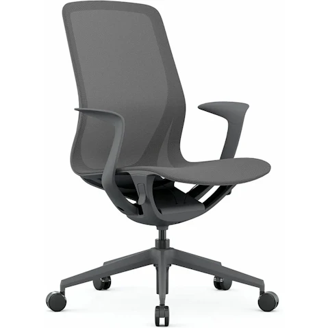 Desky Fixed Armrest Style Echo Modern Office Chair - Dark Grey