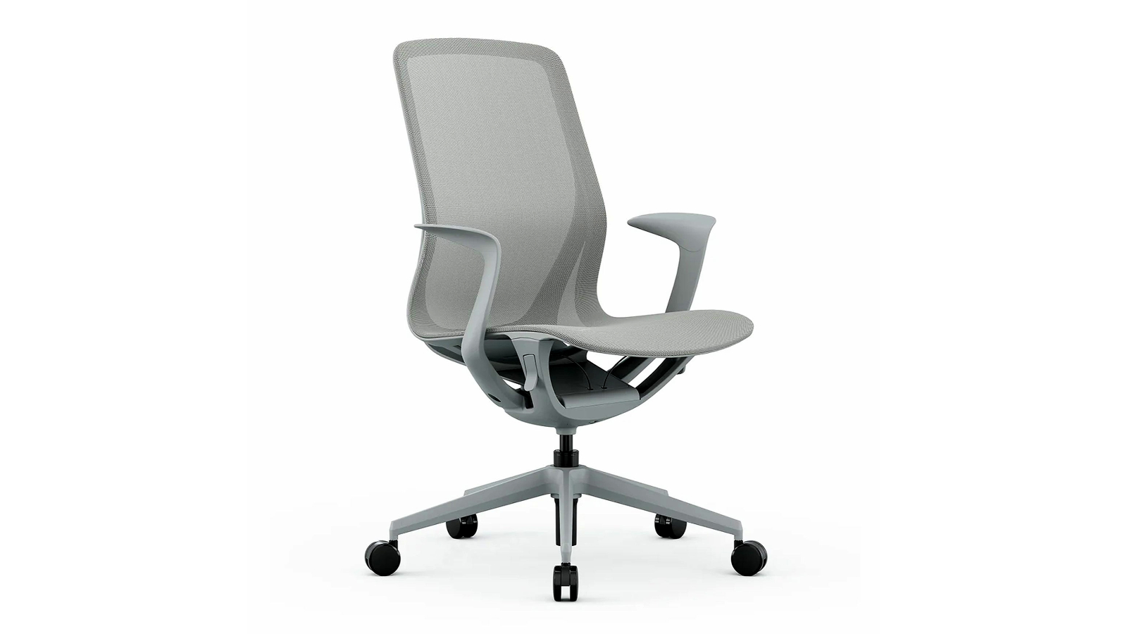 Desky Fixed Armrest Style Echo Modern Office Chair - Light Grey
