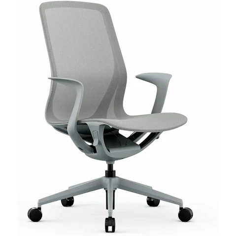 Desky Fixed Armrest Style Echo Modern Office Chair - Light Grey