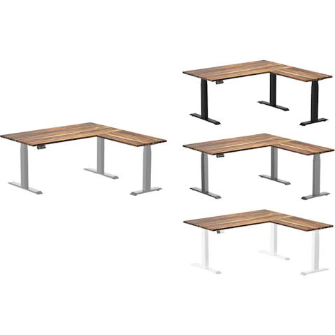 Desky Pheasantwood Hardwood L-Shape Sit Stand Desk