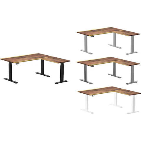 Desky Saman Hardwood L-Shape Sit Stand Desk