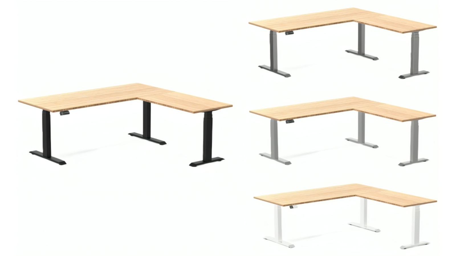 Desky Bamboo L-Shape Sit Stand Desk