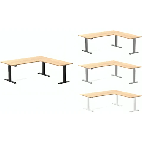Desky Bamboo L-Shape Sit Stand Desk
