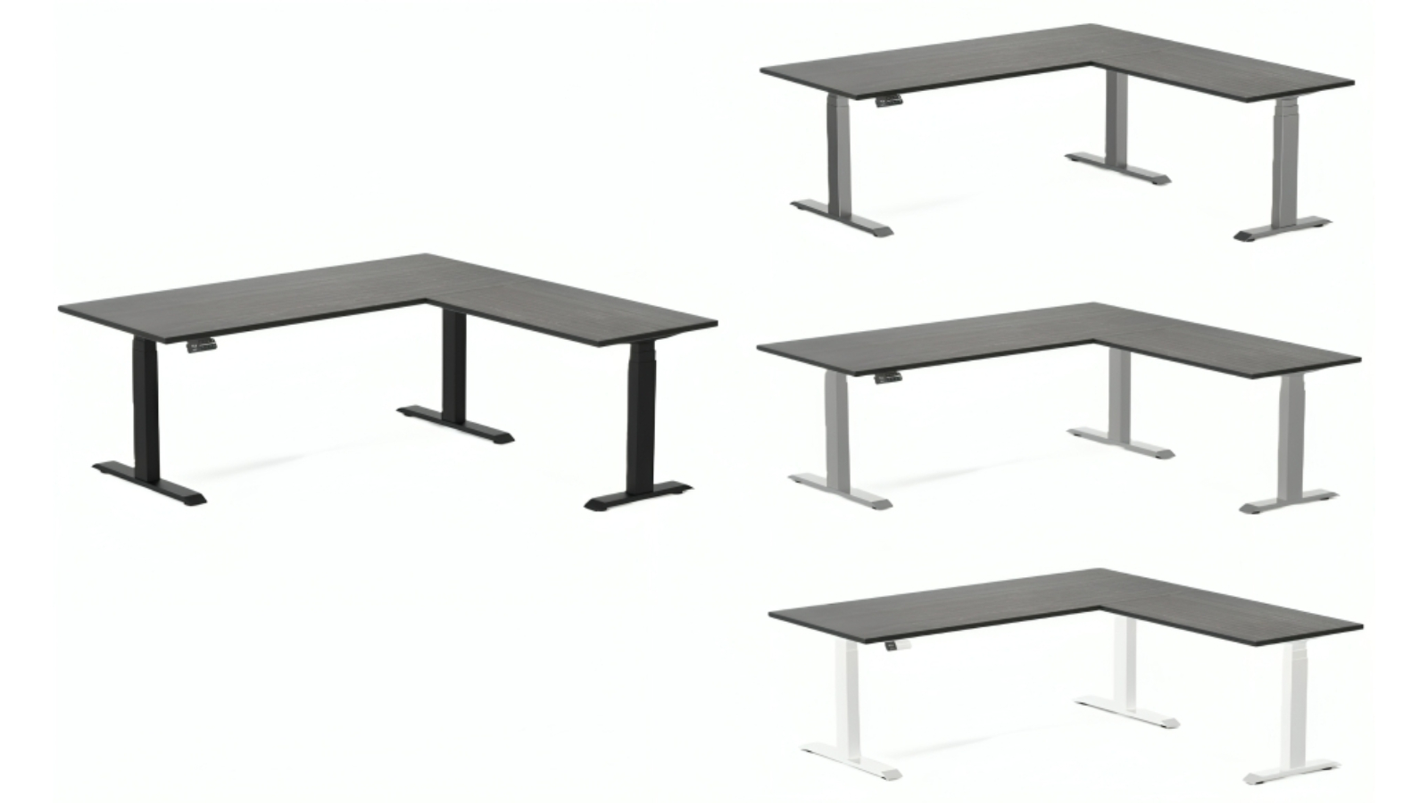 Desky Dark Bamboo L-Shape Sit Stand Desk