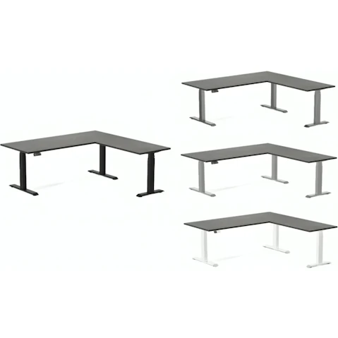Desky Dark Bamboo L-Shape Sit Stand Desk