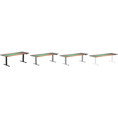 Desky Natural Walnut Emerald River Dual Resin Hardwood Sit Stand Desk