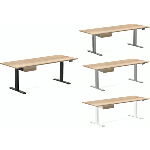Desky White Ash Dual Hardwood Standing Desk with Drawer