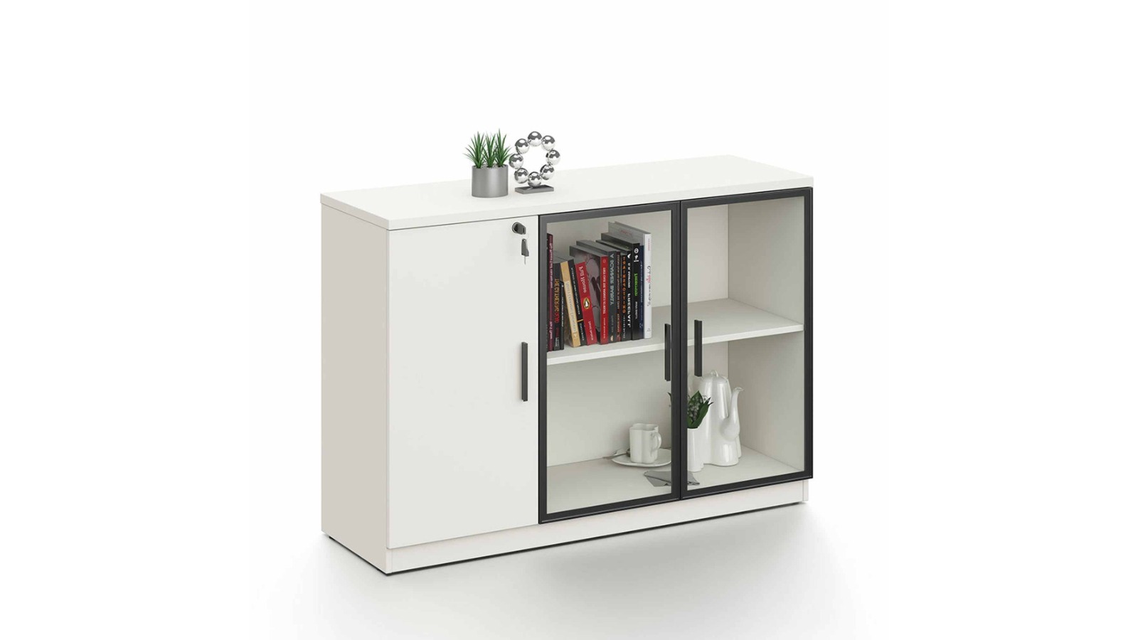 Innovatec 120cm Aspen Credenza Cabinet - White/Black