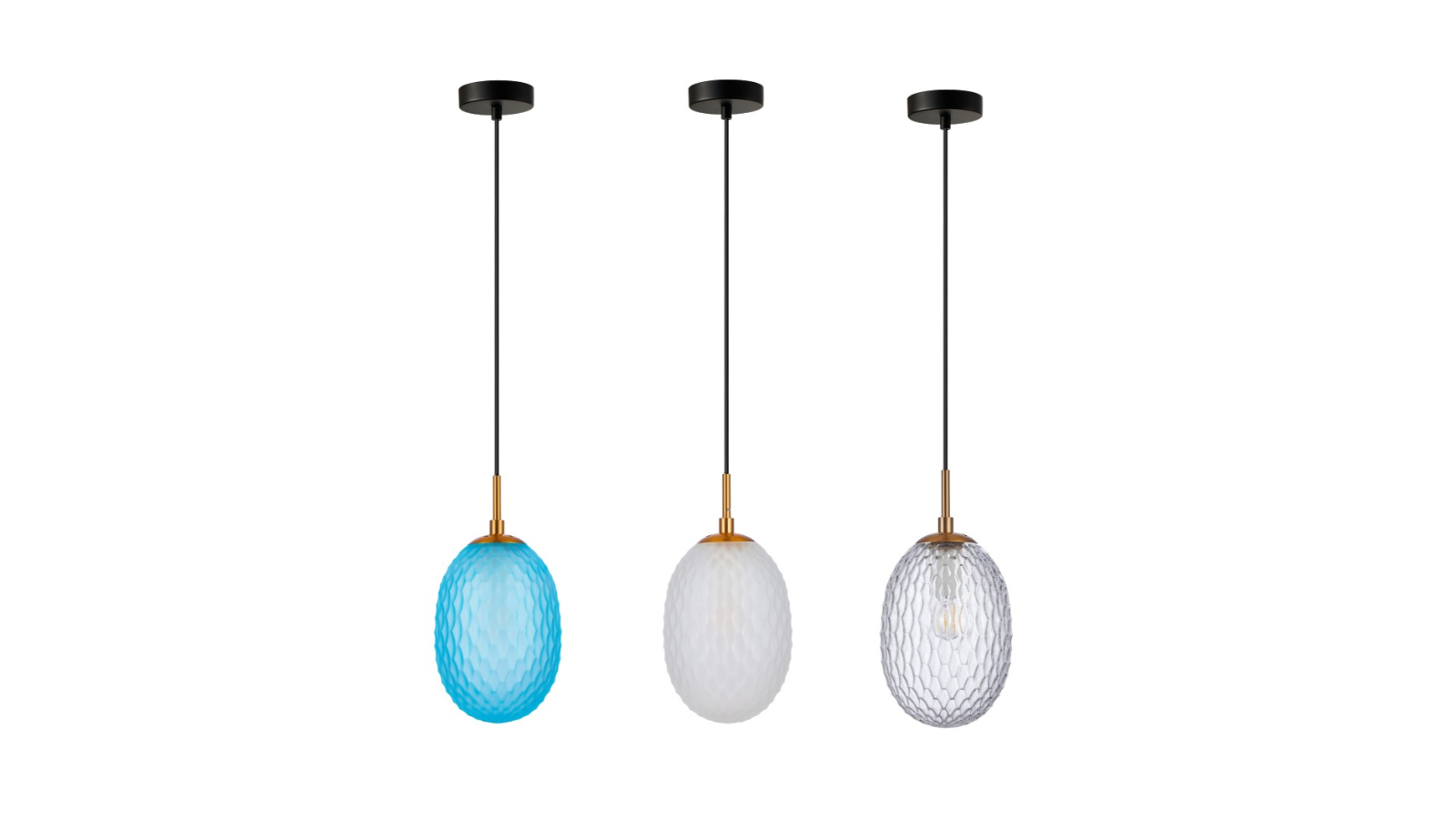 CLA 15cm Kathal Ellipse Glass Segmented with Brass Highlight Enclosed Pendant Light