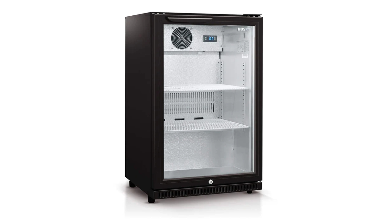 Husky 118L Single Door Back Bar Fridge Black Harvey Norman