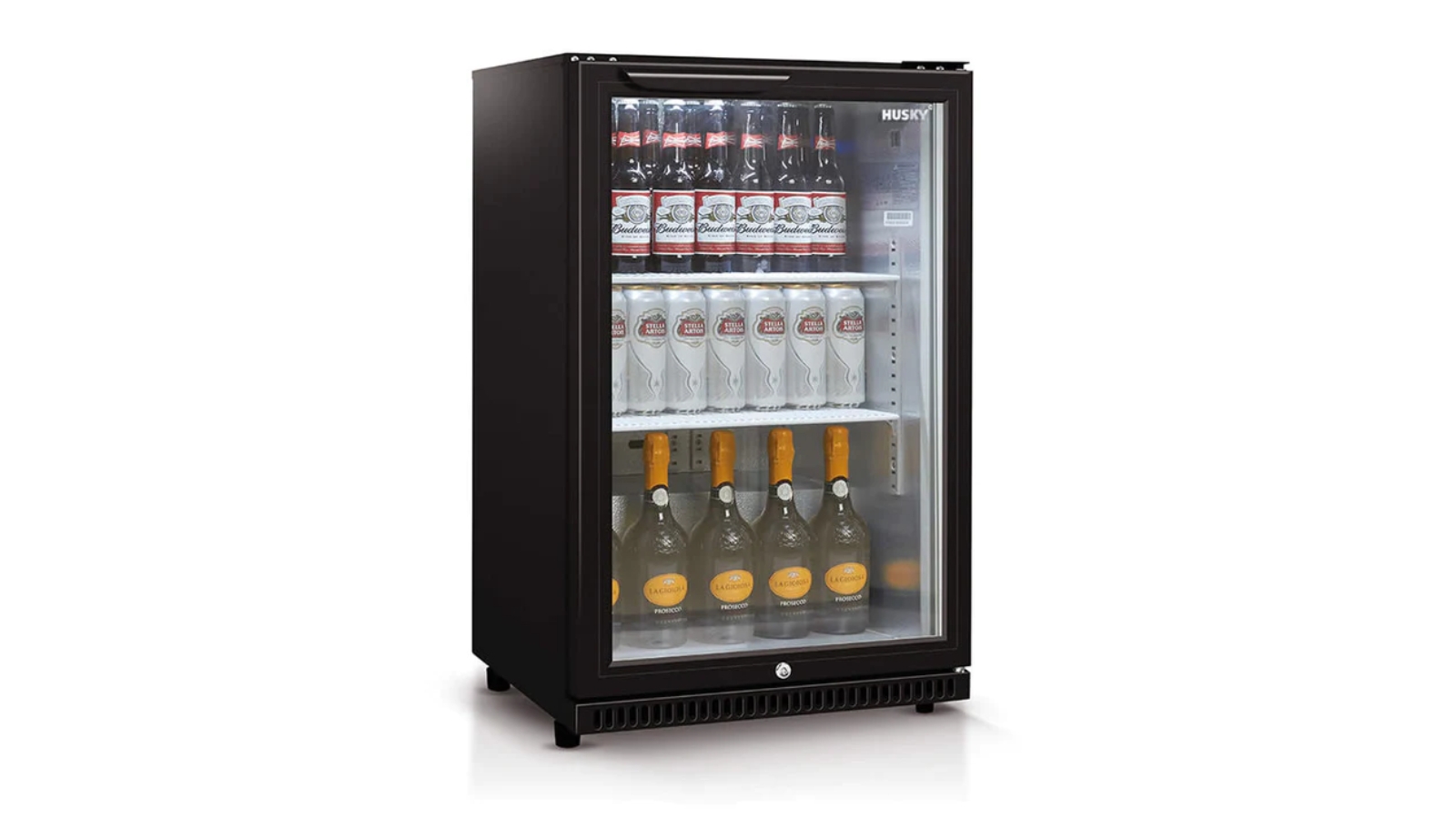 Husky 118L Single Door Back Bar Fridge Black Harvey Norman