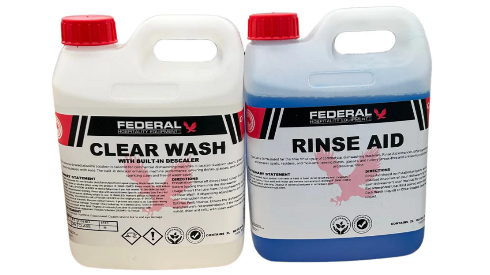 F.E.D Pack of 2 CombiClean Diswasher Clear Wash 2L Plus Rinse Aid