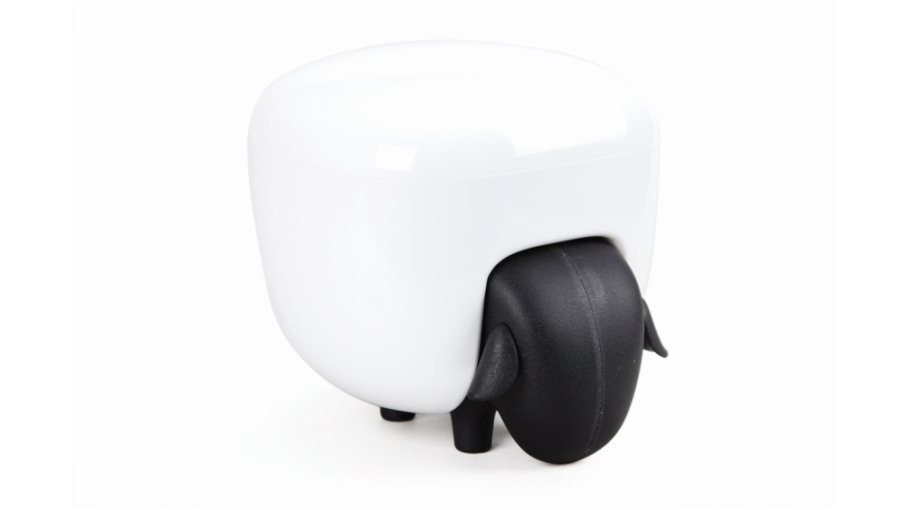 Qualy Sheep Shape Cotton Ball and Bud Holder - Black/White