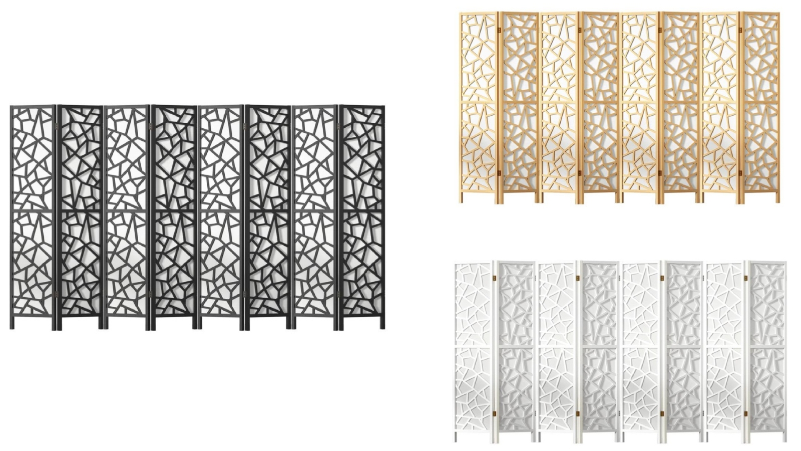 Artiss 8-Panel Solid Pine Wood 325cm Room Divider