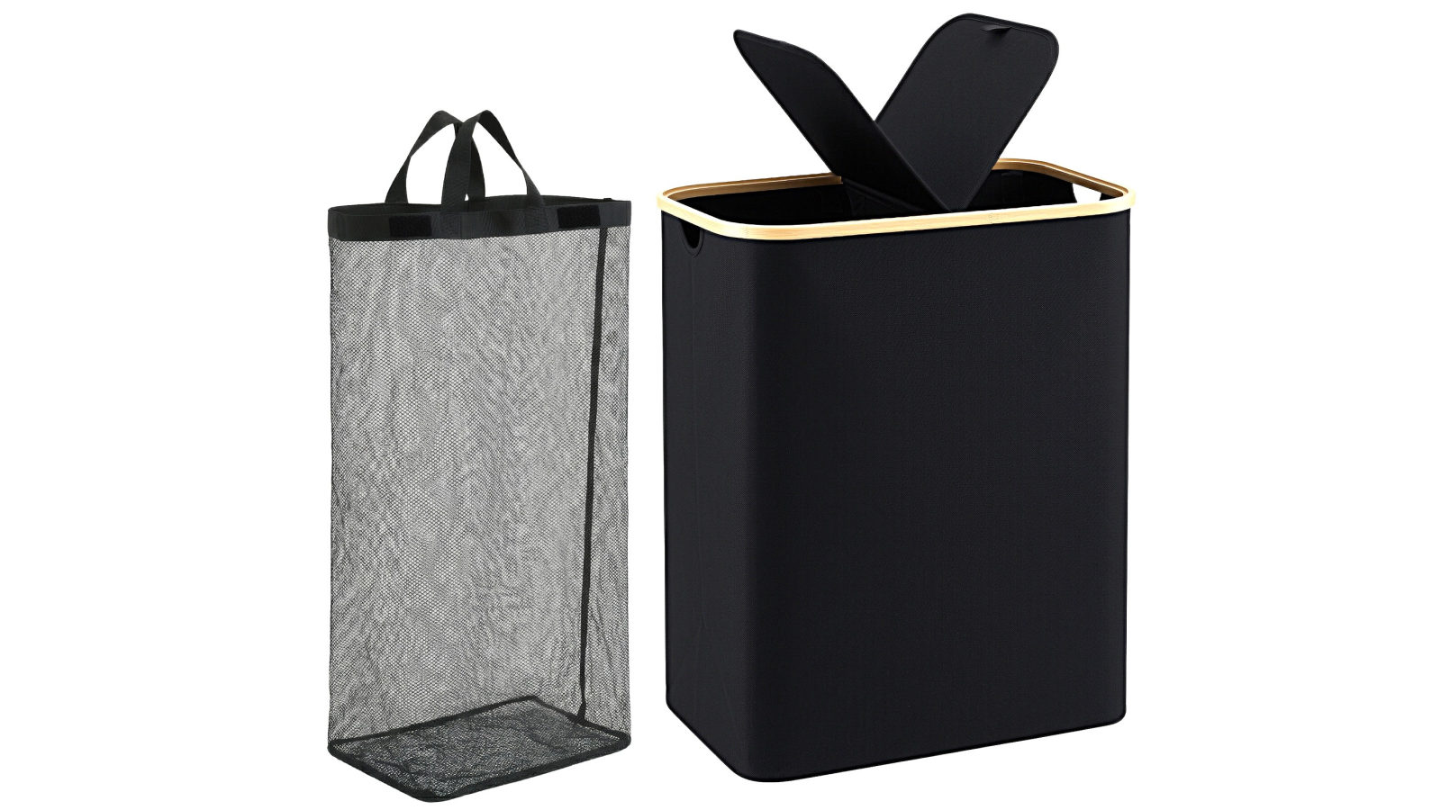 Artiss 2 Sections Laundry Basket with 150L Foldable Removable Bags - Black