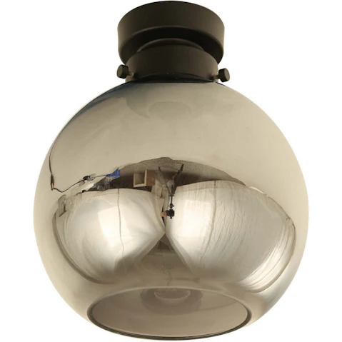DIY Batten Fitting Wine Glass Shape Smokey Glass with Black Highlight Ceiling Light