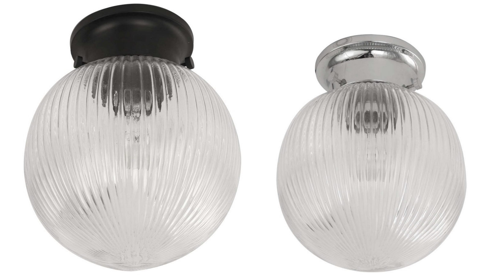 CLA Lighting	DIY Batten Light Fitting Clear Glass Ribbed Sphere OD200mm