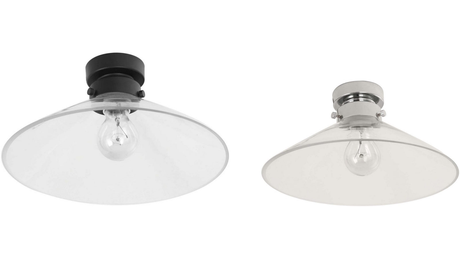 CLA Lighting DIY Batten Light Fitting Large Clear Glass Cone OD300mm
