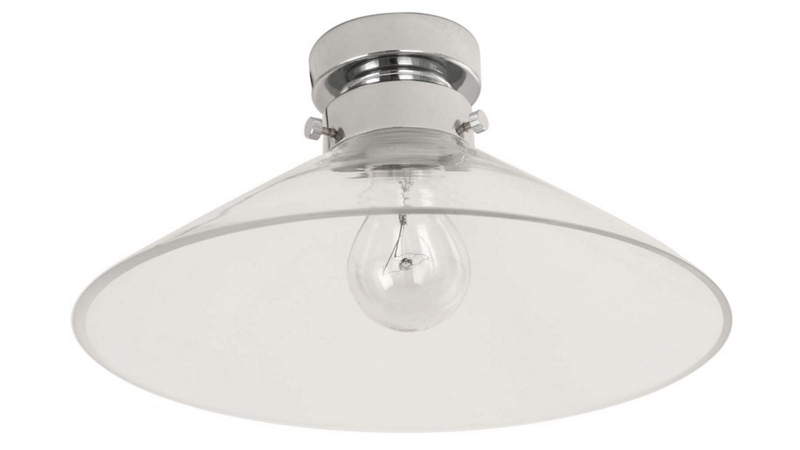 DIY Batten Fitting Large Cone Clear Glass with Chrome Highlight Ceiling Light