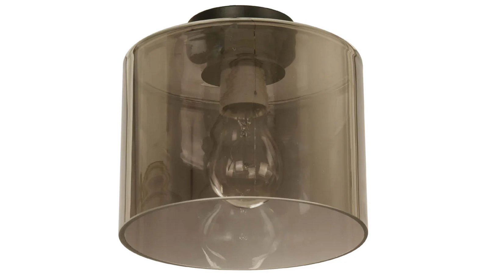 DIY Batten Fitting Oblong Smokey Glass with Black Highlight Ceiling Light