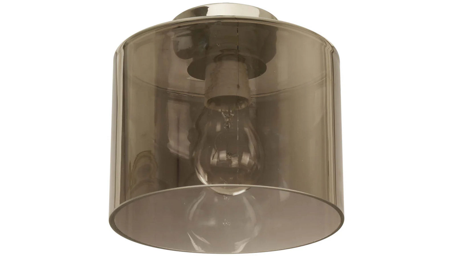 DIY Batten Fitting Oblong Smokey Glass with Chrome Highlight Ceiling Light