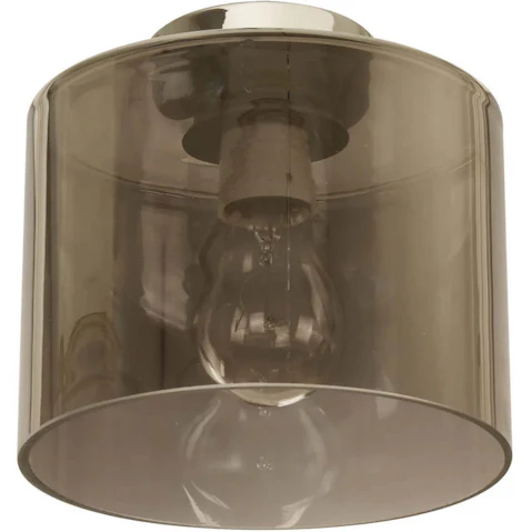 DIY Batten Fitting Oblong Smokey Glass with Chrome Highlight Ceiling Light