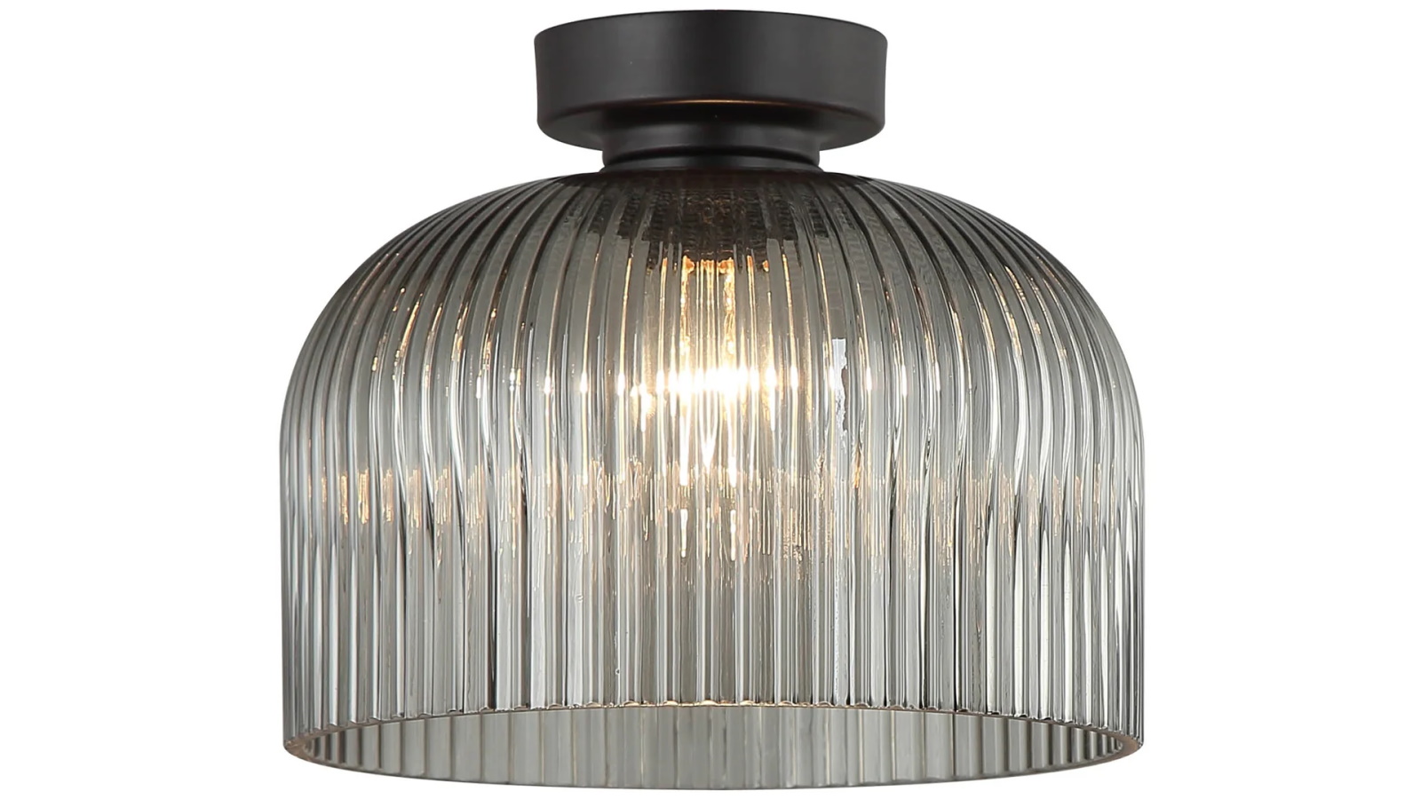 DIY Smokey Black Dome Ribbed Glass Batten Fitting Light